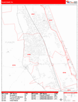 Palm Coast  Wall Map Red Line Style